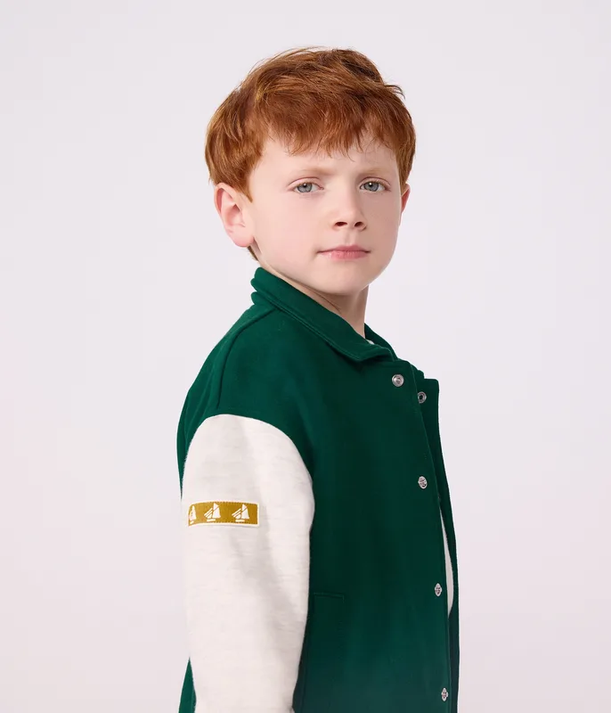 Children's varsity-style jacket in colourblock cotton