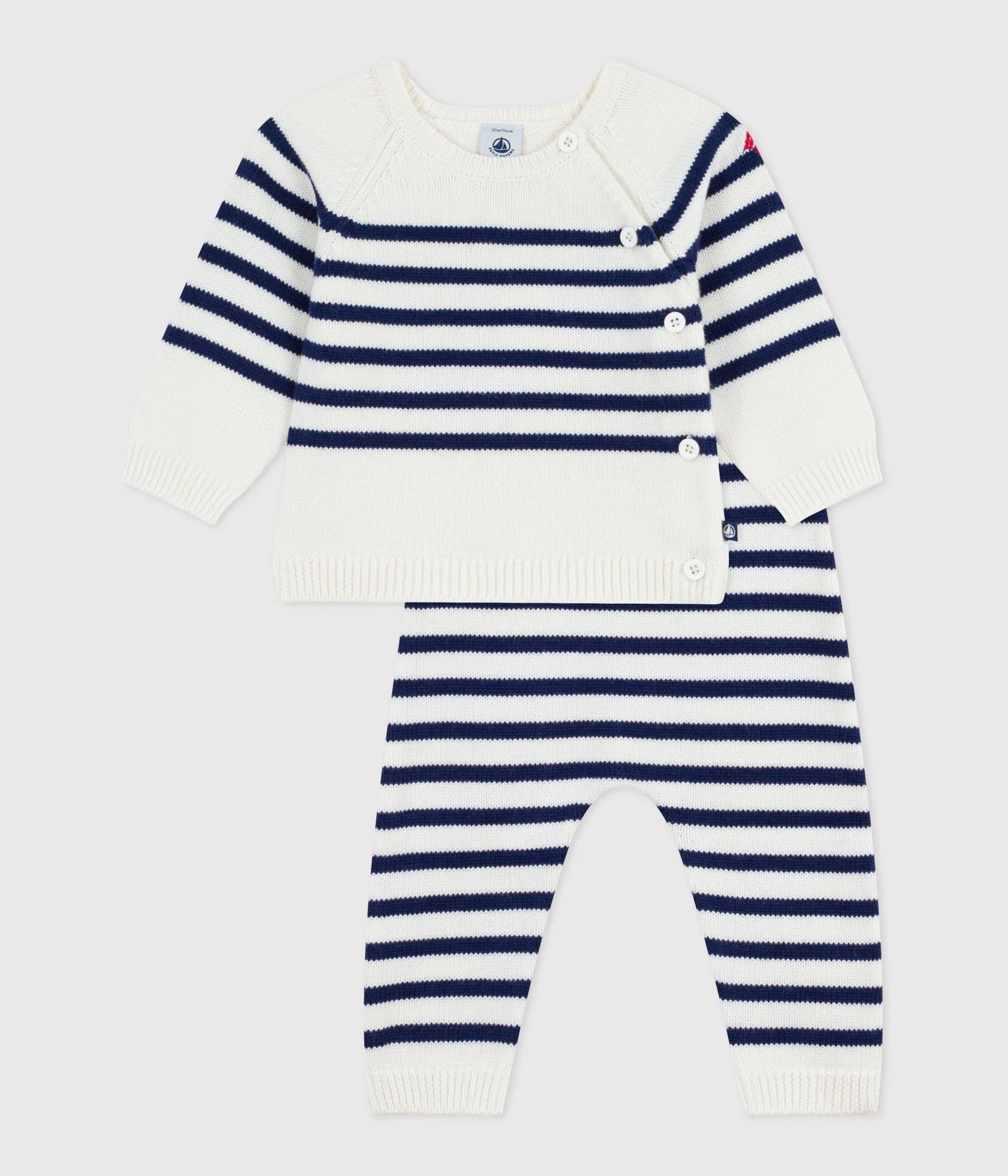 Babies' 2-piece stripy knit Breton top outfit