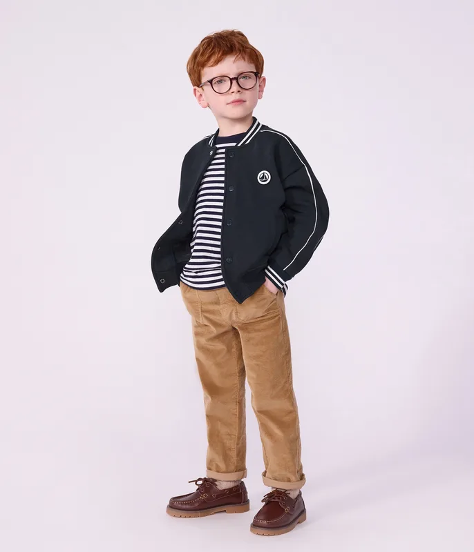 Children's varsity-style jacket in plain cotton