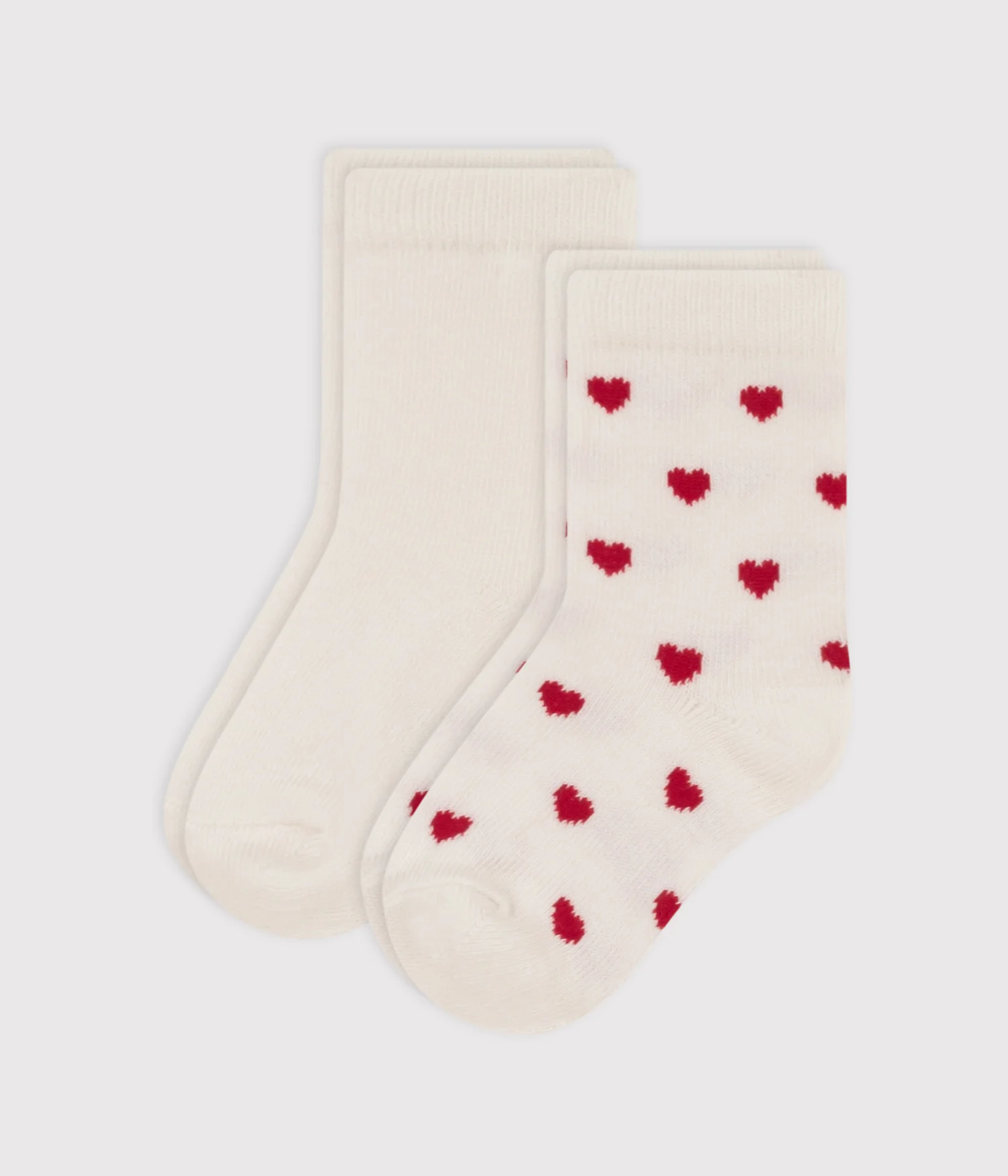 2 pairs of babies' heart-print cotton socks